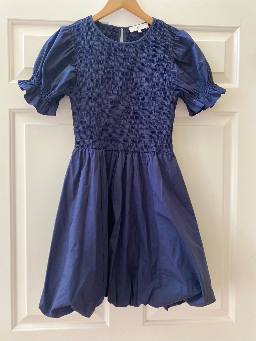 Klesis Dress Blue Puff Sleeves Smocked Bubble Dress Medium Summer Party Dress